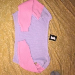 Pink/ purple off shoulder cropped sweater